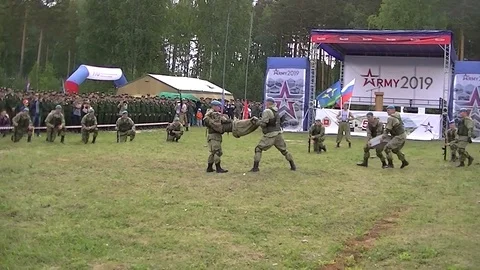 Russian army scouts demonstrate hand-to-hand combat techniques 5 Stock Footage 111503187