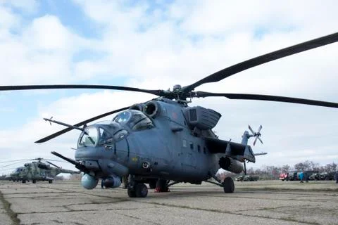 Russian attack combat helicopter MI-35 Stock Photos