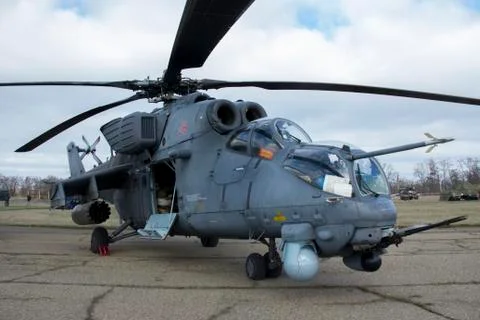 Russian attack combat helicopter MI-35 Foto stock