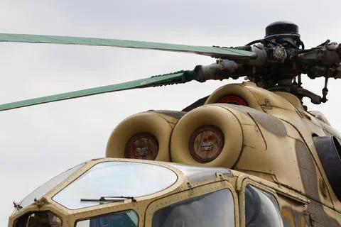 Russian Attack Helicopter Close-up Cockpit Abstract Stock Photos