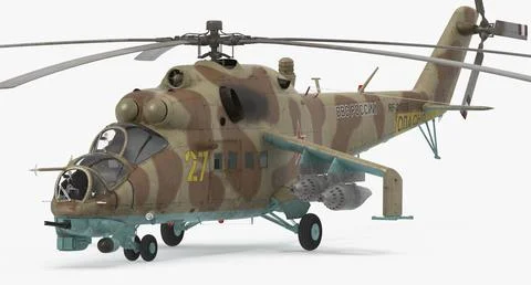 Russian Attack Helicopter Mil Mi-24B Hind ~ 3D Model #90918662