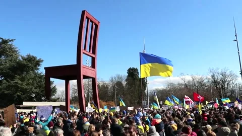 Russian Attacks Protested In Geneva, Switzerland v2 Stock Footage 171968655