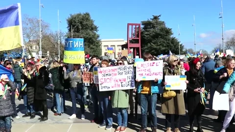 Russian Attacks Protested In Geneva, Switzerland v6 Stock Footage 171968658