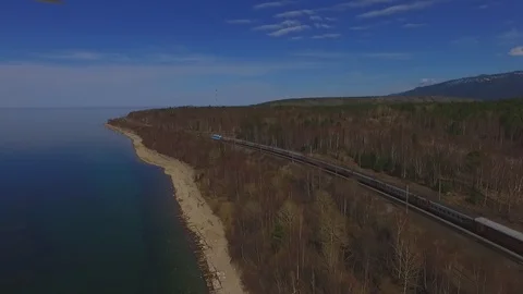 Russian Baikal railway Stockbeeldmateriaal 103454948