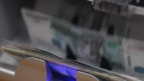 Russian banknotes on the counting machine. Stock Footage 150032232