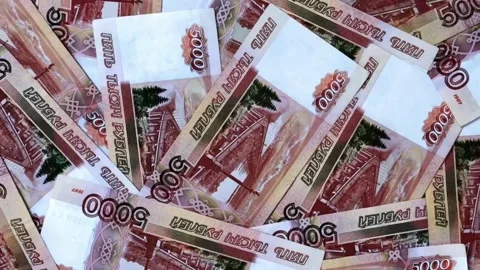 Russian banknotes with a face value of 5000. Stock-Footage 195879360
