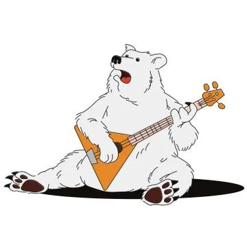 Russian bear with balalaika 스톡 일러스트