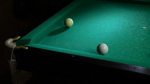 Russian billiards green table in white ball number 7 hits white ball number 9 Stock-Footage 240374224