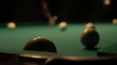 Russian billiards. pool. a man makes a hit on the white balls on billiard table Stock Footage 218602065
