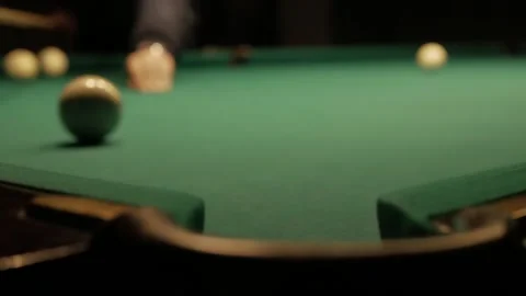Russian billiards. pool. white and black balls on a green billiard table Stock Footage 218601990
