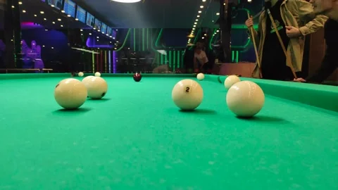 Russian billiards table and billiards balls Stock Footage 221837405