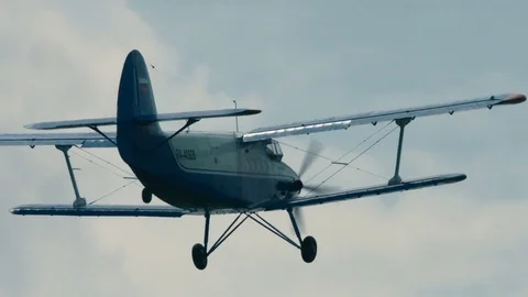 Russian biplane test flight Stock Footage 69928019