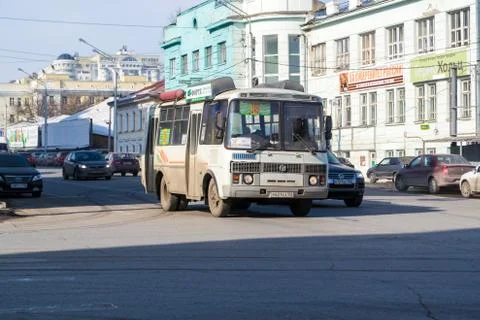 A Russian Bus in Motion Stock Photos