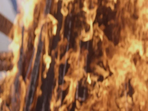 Russian carnival a big fire Stock Footage 73332615