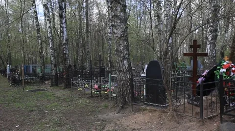 Russian cemetry inside. Graves and monuments. Stock Footage 49084290