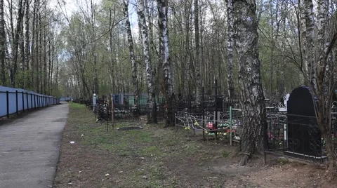 Russian cemetry inside. Graves and monuments. Stock Footage 49084316