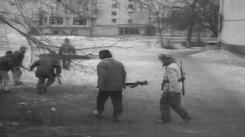 Russian-Chechen war 1994-1996. Chechen fighters. Archival. (29) Video stock 235068950
