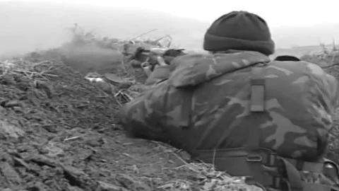 Russian-Chechen war 1994-1996. Filming the battle. Archive. (21) Stock Footage 235069860