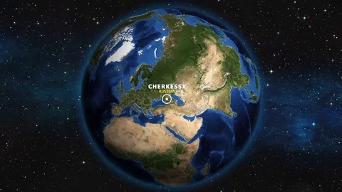 RUSSIAN CHERKESSK ZOOM IN FROM SPACE Video stock 115845321