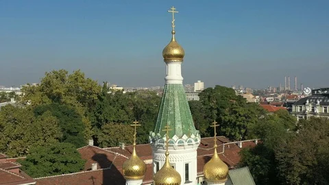 Russian Church St. Nikolas Sofia Panorama Stock Footage 117598197