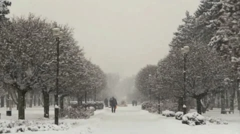 Russian city in the winter snowfall.  Stock Footage 19281771