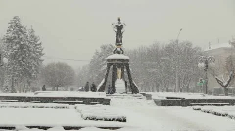 Russian city in the winter snowfall.  Stock Footage 19942800