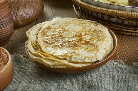 Russian  classic Blini Stock Photos