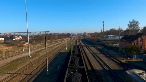 Russian coal is waiting for unloading at the station, many wagons with coal Stock-Footage 183467575