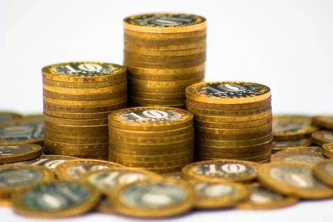 Russian coins in stack Stock Photos