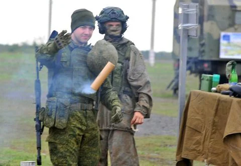Russian conscripted men attend military training in Rostov-on-Don, Rostov On Don Stockfoto's