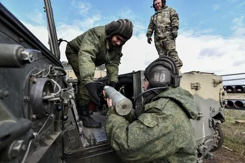 Russian conscripted men attend military training in Rostov-on-Don, Rostov On Don Stock Photos