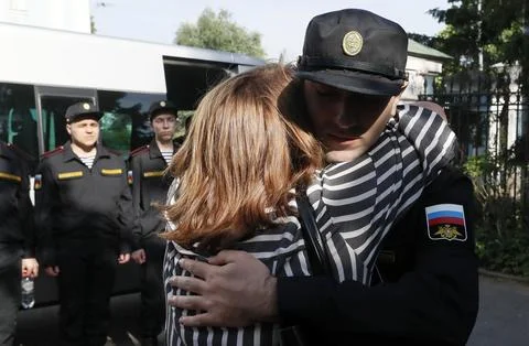Russian conscripts called up for military service depart from St. Petersburg, St Fotos de archivo