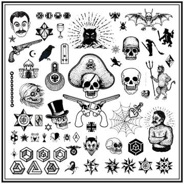 Russian criminal tattoos Illustrazione stock