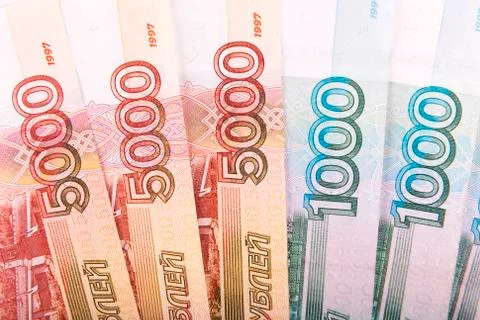 Russian currency background Stock Photos