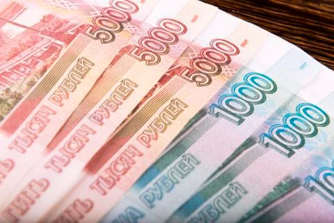 Russian currency background Stock Photos