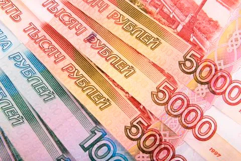 Russian currency background Stock Photos