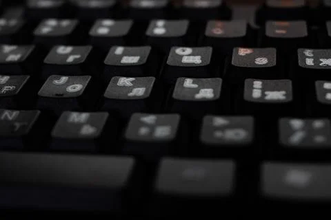 Russian Cyrillic layout. Top view of the keys on a classic black desktop Russian Stock Photos