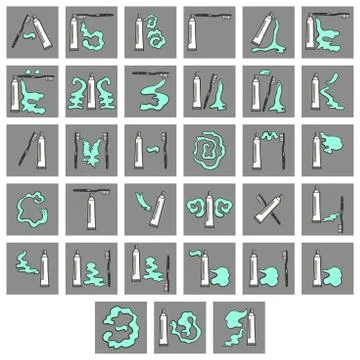 Russian Decorative Font Toothpaste Illustrazione stock