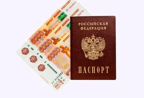The Russian domestic lay on paper money (5000 rubles). Stock Photos