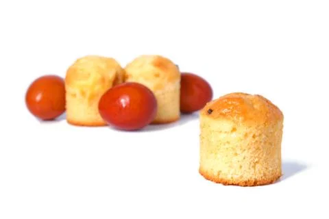 Russian easter food colored eggs and cakes Stock Photos