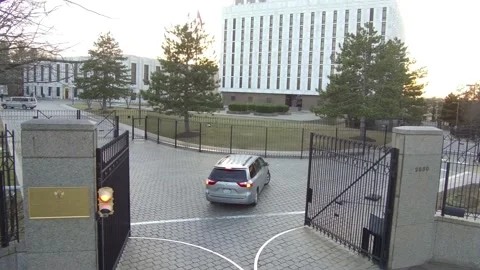 The Russian Embassy in Washington, DC (Rare, high angle view of gate/inside) Stock Footage 170738208