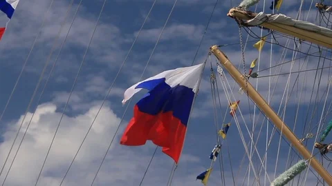 Russian Federation flag on flagpole Video stock 74899419