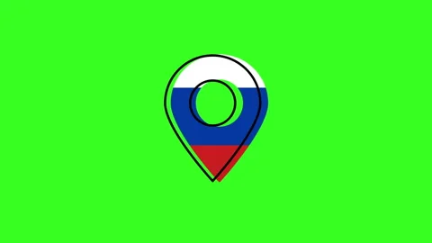 Russian federation flag pin bouncing on green screen Stock Footage 318161787