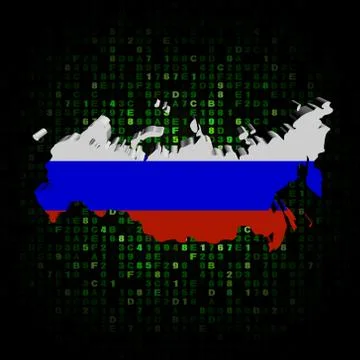 Russian federation map flag on hex code illustration Stock Illustration