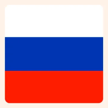 Russian Federation square flag button, social media communication sign, busin Stock Illustration