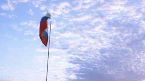 Russian flag on blue sky Stock Footage 904973