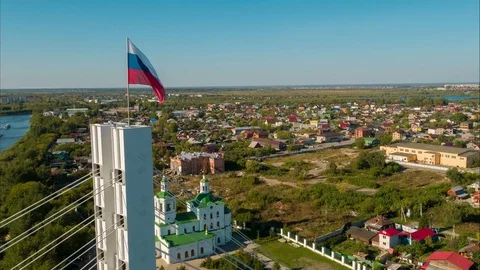 Russian flag on the bridge Stock Footage 79774123