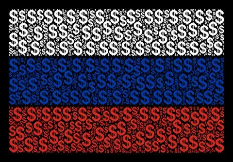 Russian Flag Collage of Dollar Items Stock Illustration