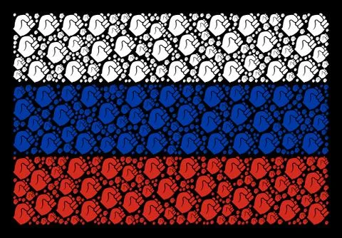 Russian Flag Collage of Fist Elements 스톡 일러스트