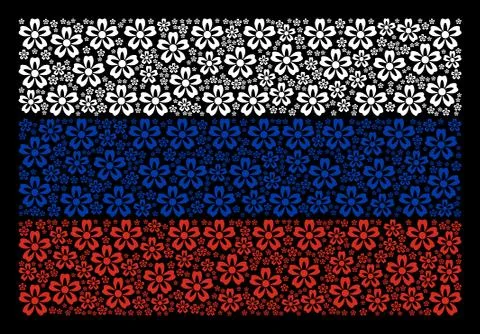 Russian Flag Collage of Flower Objects Illustrazione stock